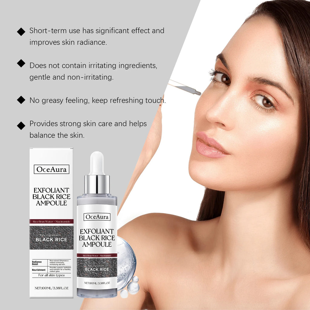 Brightening Essence Exfoliant Black Rice Ampoule Daily Soft Exfoliating Face Softening Keratin Radiant Moisture Nourishing Skin