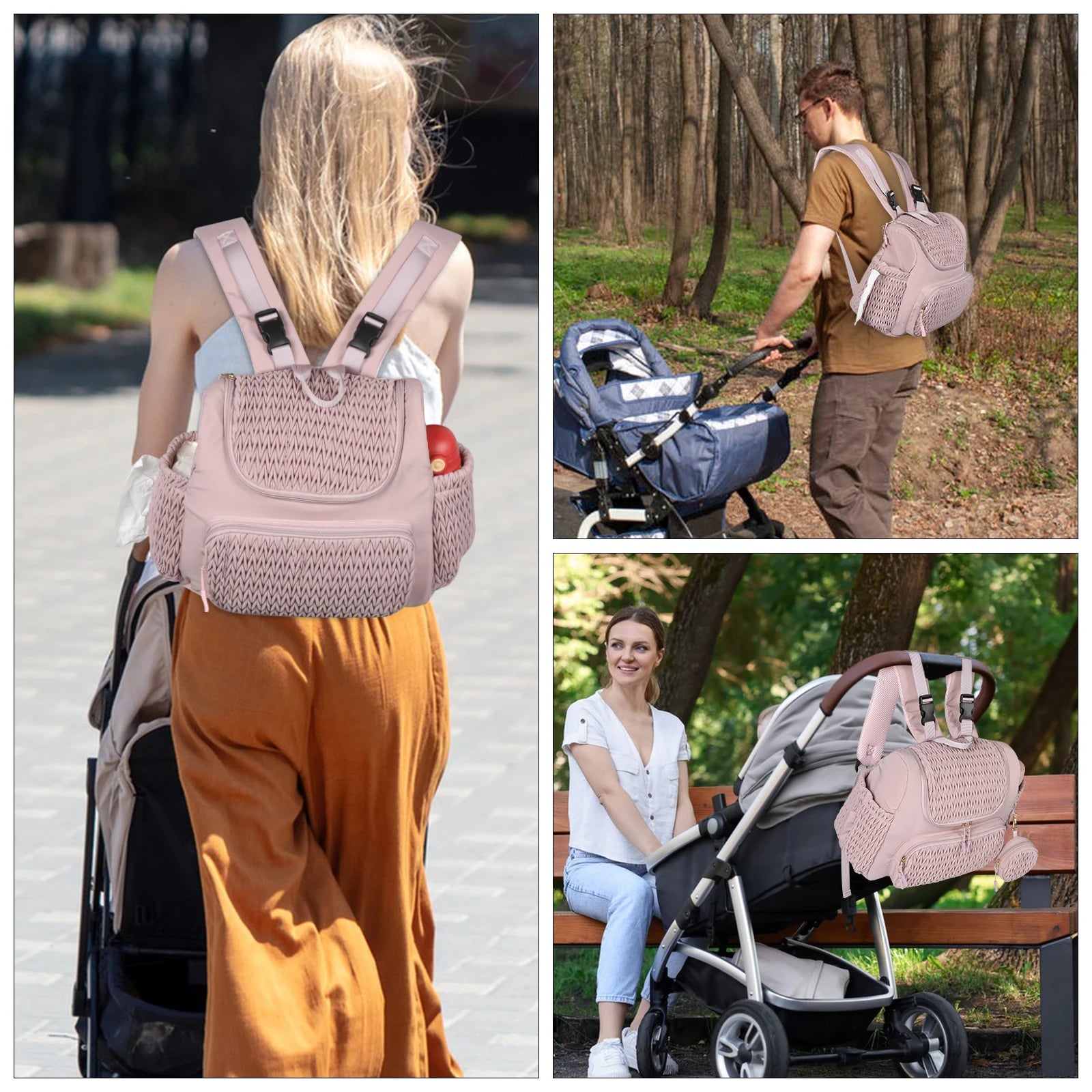 Pink Insulated Youngsters Diaper Backpack with Tassel Detail - Insulated Diaper Backpack - Lightweight, Large Capacity, 3-4 Hour