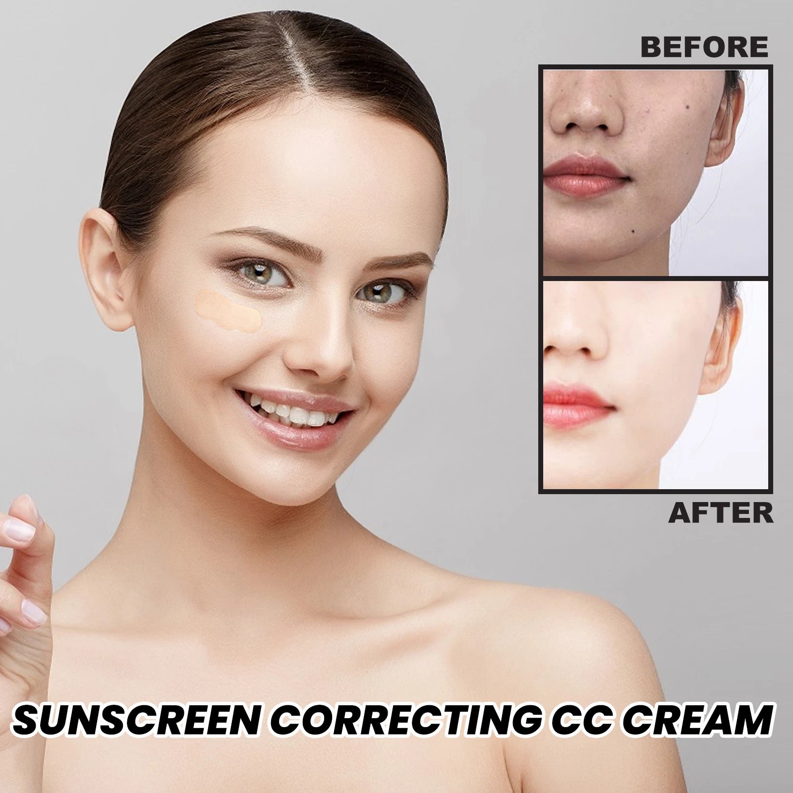 EELHOE Face Sunscreen CC Cream Natural Repair Dull Invisible Pores Waterproof Sweatproof Nourishing Glowing Skin Face CC Cream