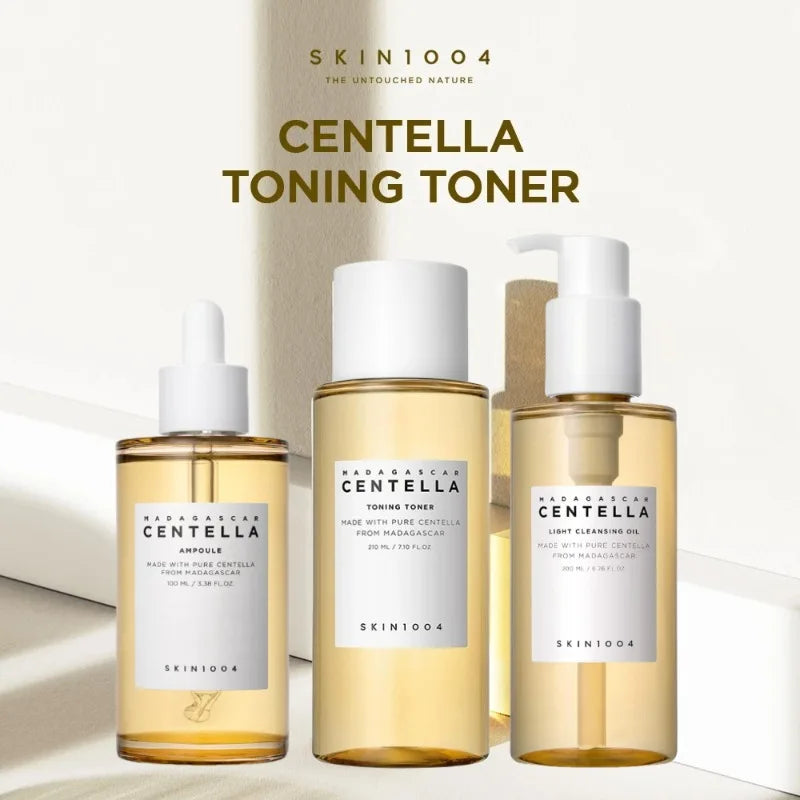 Korean SKIN1004 Skincare Centella  3 Pcs Toning Toner, Pore Care Light Cleansing Oil, Facail Serum for Soothing Sensitive Skin