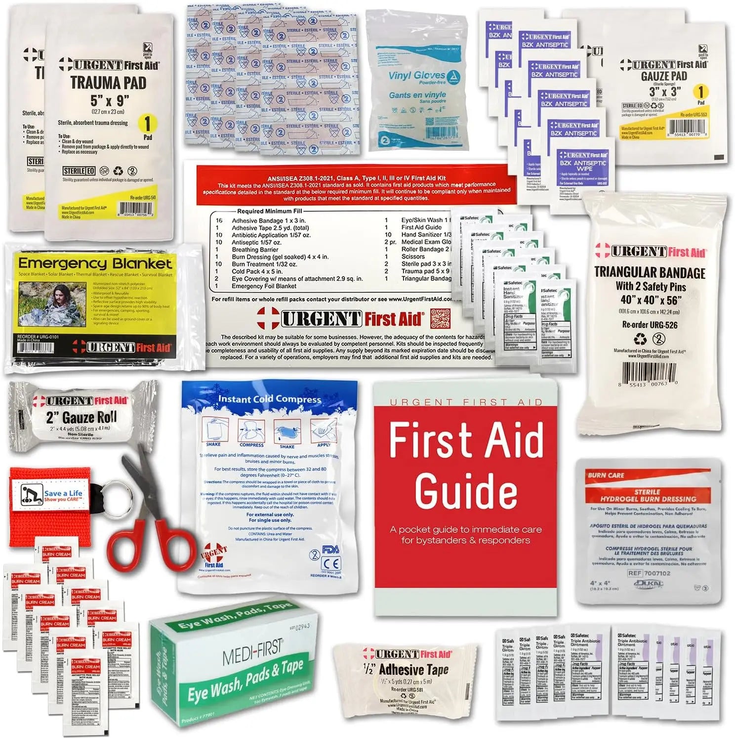First Aid Kit Refill, 25 Person, 78 Pieces, Meets ANSI Standards for Office, Home, Car