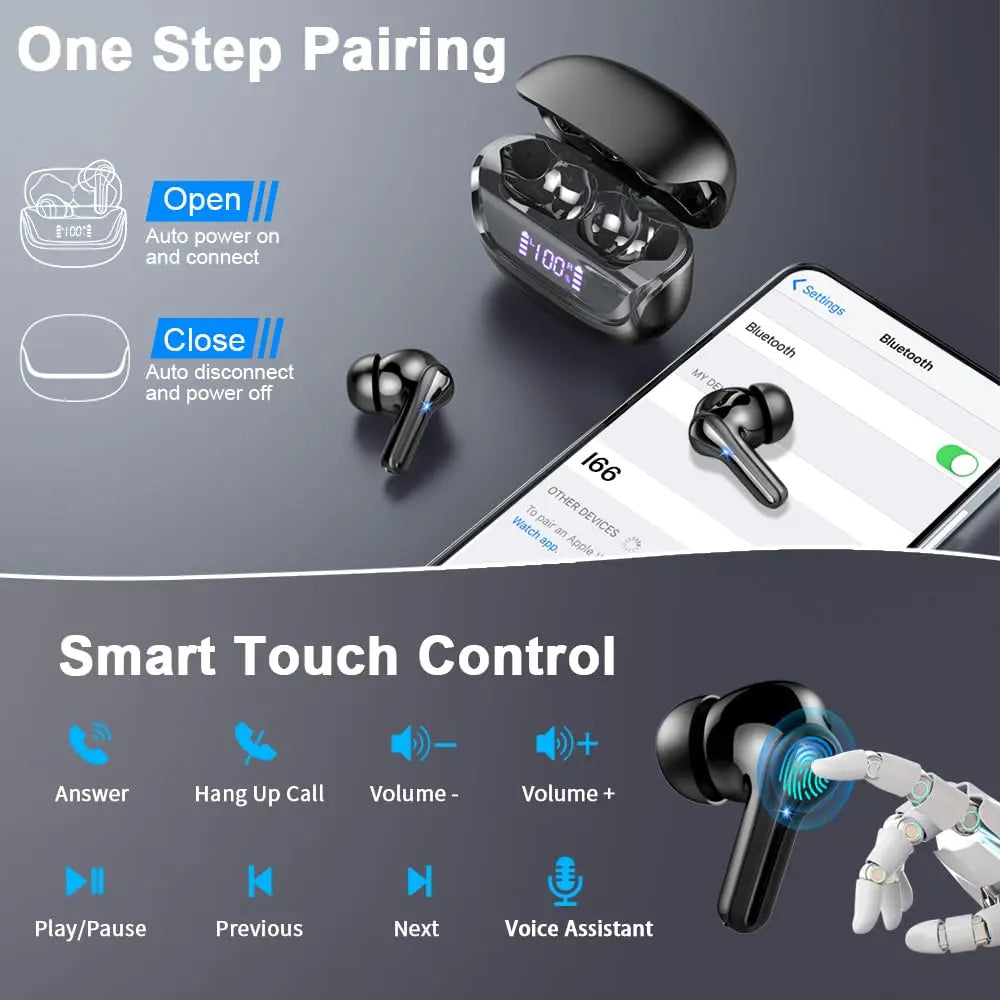 Wireless Earbuds, Bluetooth 5.3 Earbuds Stereo Bass,