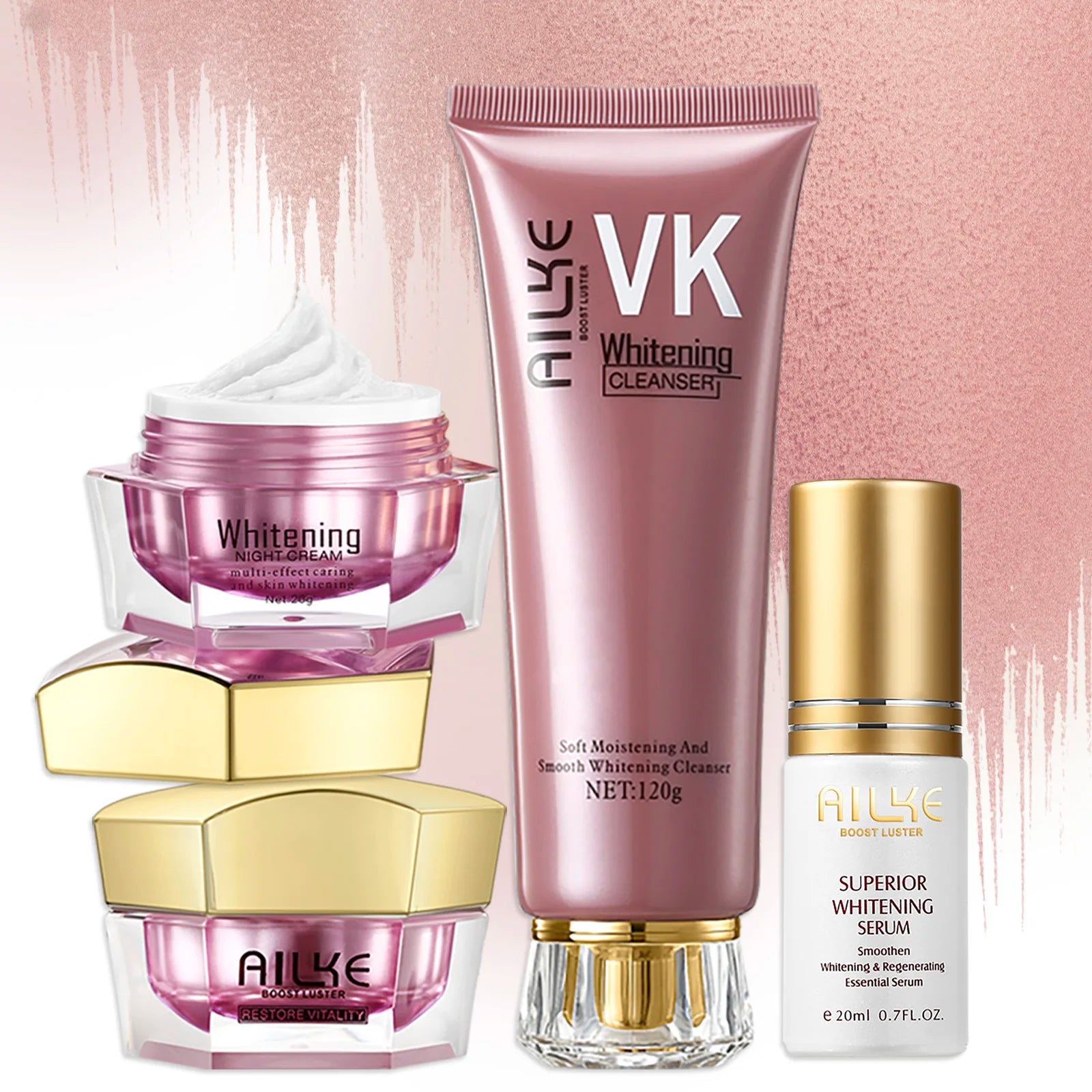AILKE Lightening Facial Cream, Brightening, Reduce Spots, For Black and Dark Skin, Whitening Face Care Set for All Skin Types