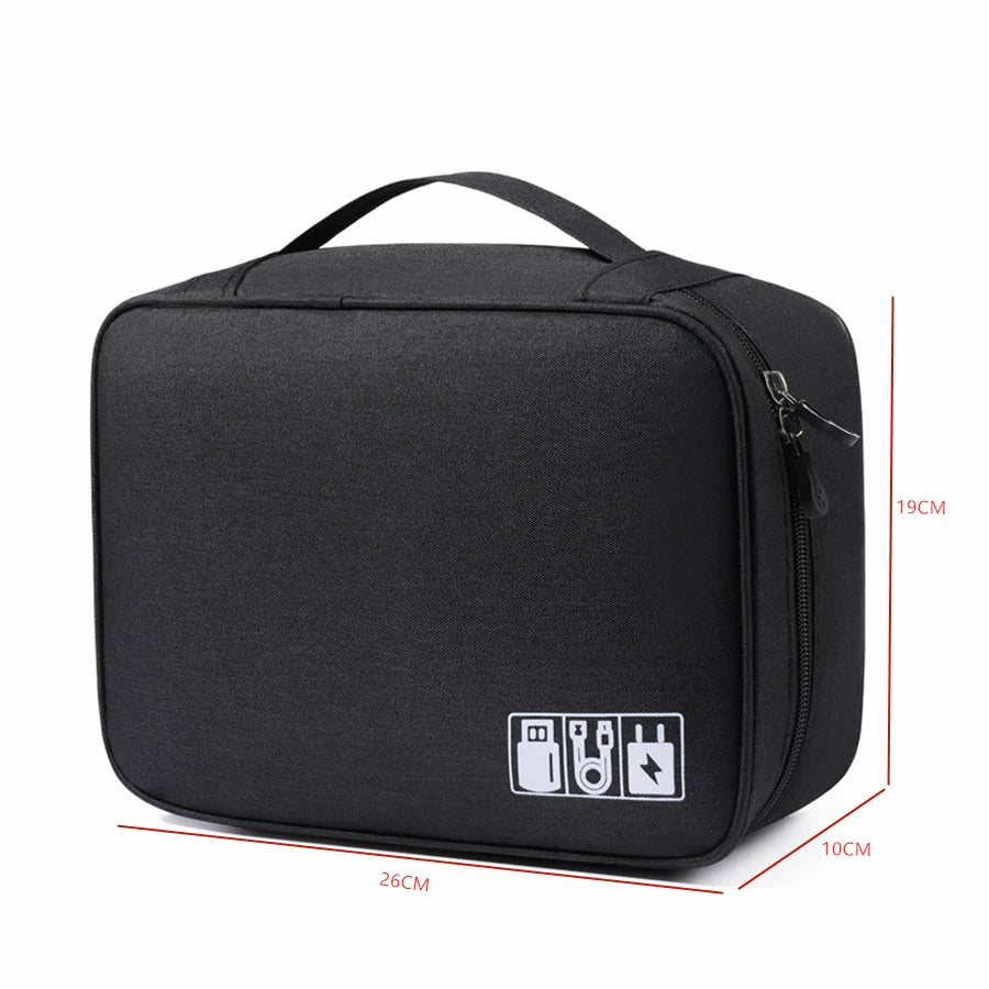 Waterproof Cable Organizer Pouch – Travel Tech Bag for Chargers, USB Cables & Adapters