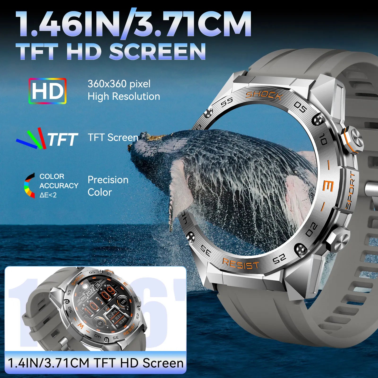 Military Smart Watch for Men1.46"Fitness Tactical Smart watch