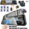 9.66" UHD 4K 2160P Car Dvr Mirror Dash Cam Dual Lens Dashcam IPS Screen Camera Drive Recorder Stream RearView Mirror 32G Card