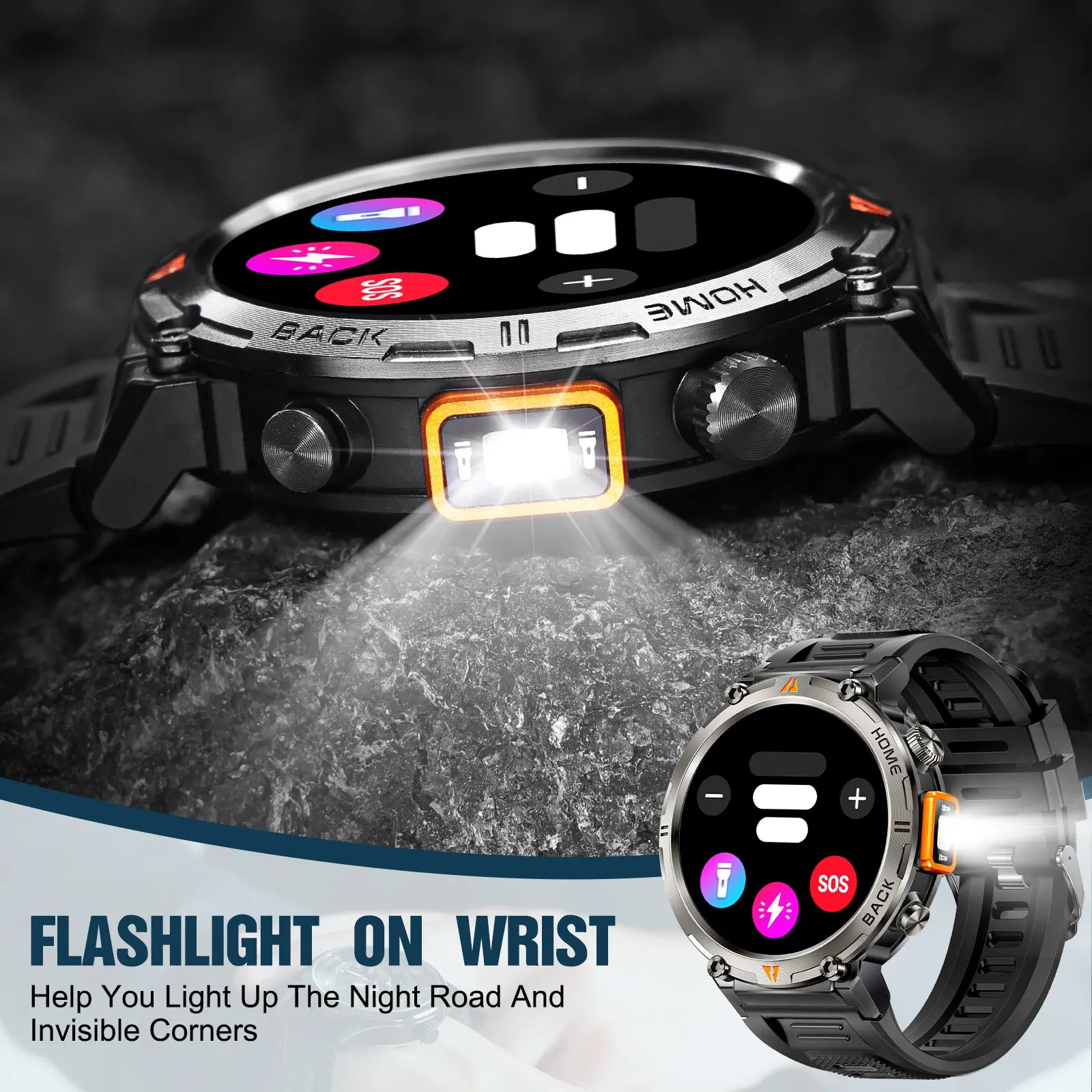 smartwatch for men Full Touch Screen with Flashlight