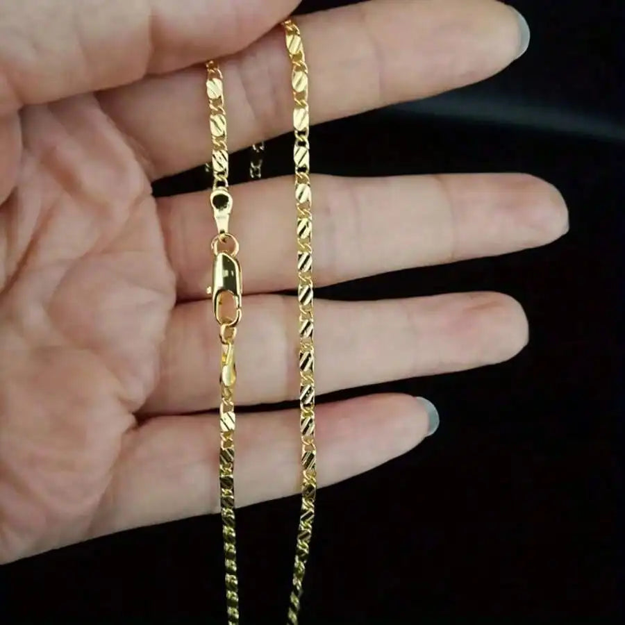 18K Gold Filled Chain Necklace for Women and Men, 16-30 Inch Adjustable Link Design