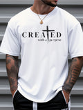 T Shirt For Man 100% Cotton Summer CREATED Cross Print Casual Slim Fit Round Neck Short Sleeved T-shirt Top