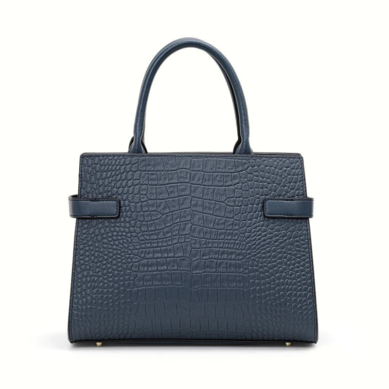Aidrani Genuine leather crocodile pattern handbag, large capacity women's bag, square cowhide shoulder bag