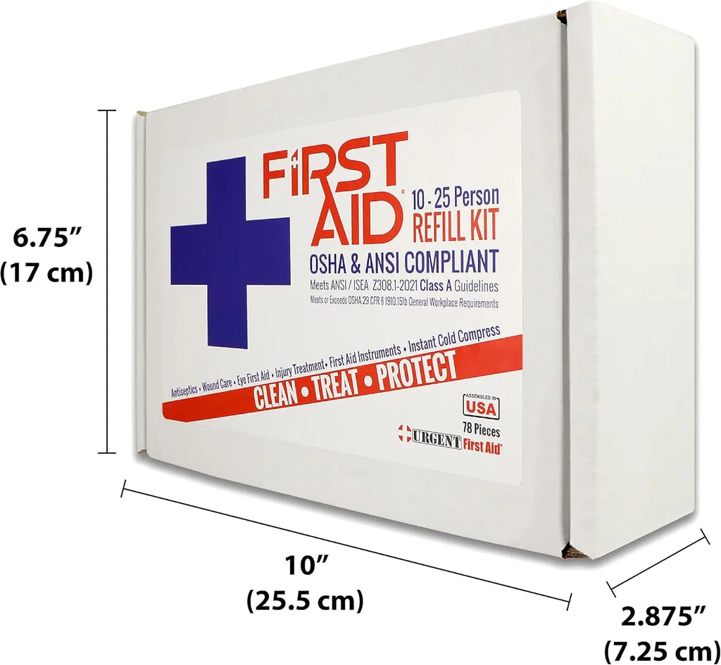 First Aid Kit Refill, 25 Person, 78 Pieces, Meets ANSI Standards for Office, Home, Car