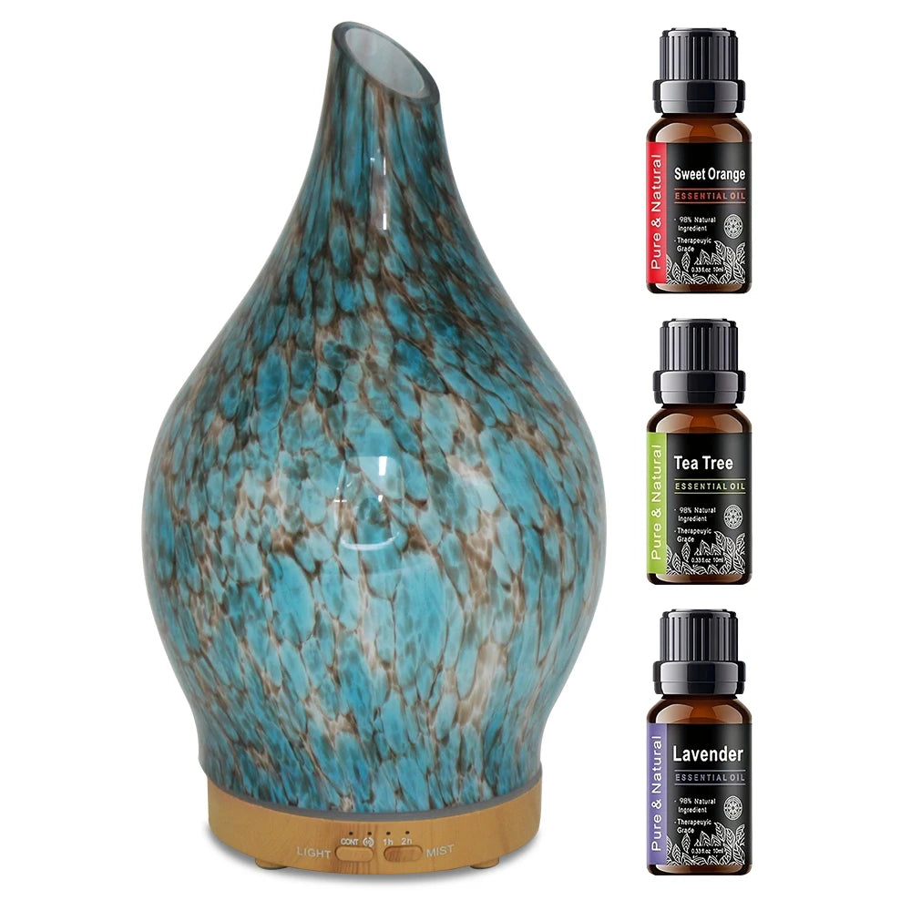 200ml Aromatherapy Diffuser with 3 Oils - 7-Color Gradient Light, Auto Timer, Ultra-Silent, Home Safe