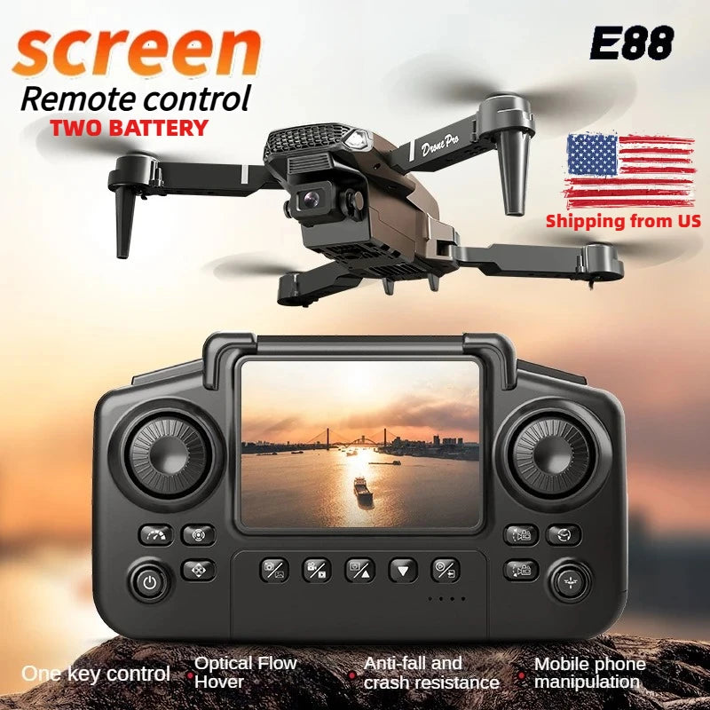 E88 PRO 8K Camera Drone Gift Set Two Batteries Foldable with Carry Case WiFi FPV & Auto Hover Easy To Fly for Beginners