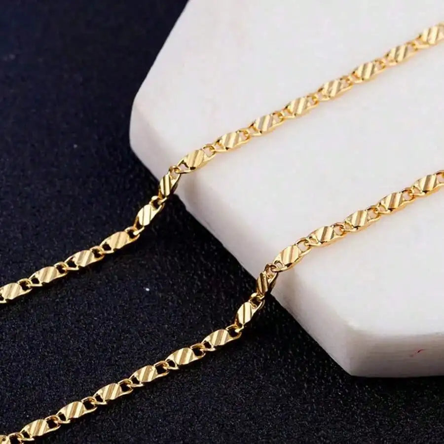 18K Gold Filled Chain Necklace for Women and Men, 16-30 Inch Adjustable Link Design