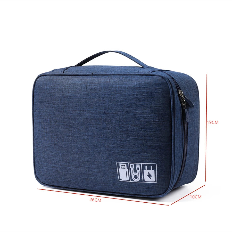Waterproof Cable Organizer Pouch – Travel Tech Bag for Chargers, USB Cables & Adapters