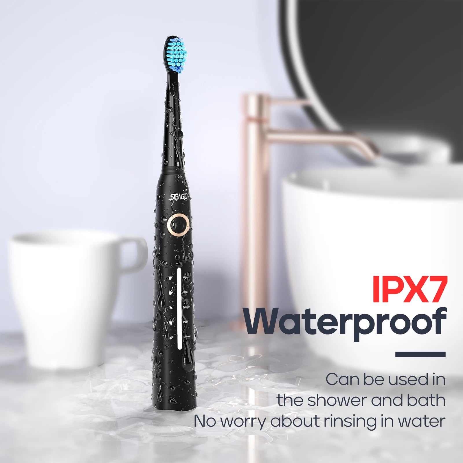 Seago Fast Rechargeable Electric Toothbrush  Smart Automatic with 8 Replacement Brush Heads Adult Waterproof 5 Modes SG-958