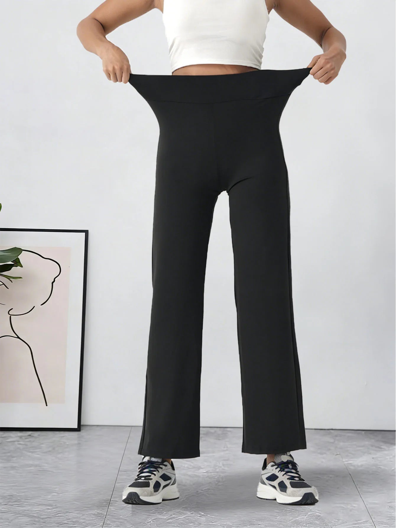 Women's Straight Leg Bottoms High-waisted Yoga Pants GYM Leggings Naked Feel Pilates Running Sports Trousers