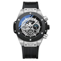 Fashion Silicone Chronograph Watch Men Multifunctional Cool Luminous Quartz Starry Lunar Phases Timing Sport Wristwatches