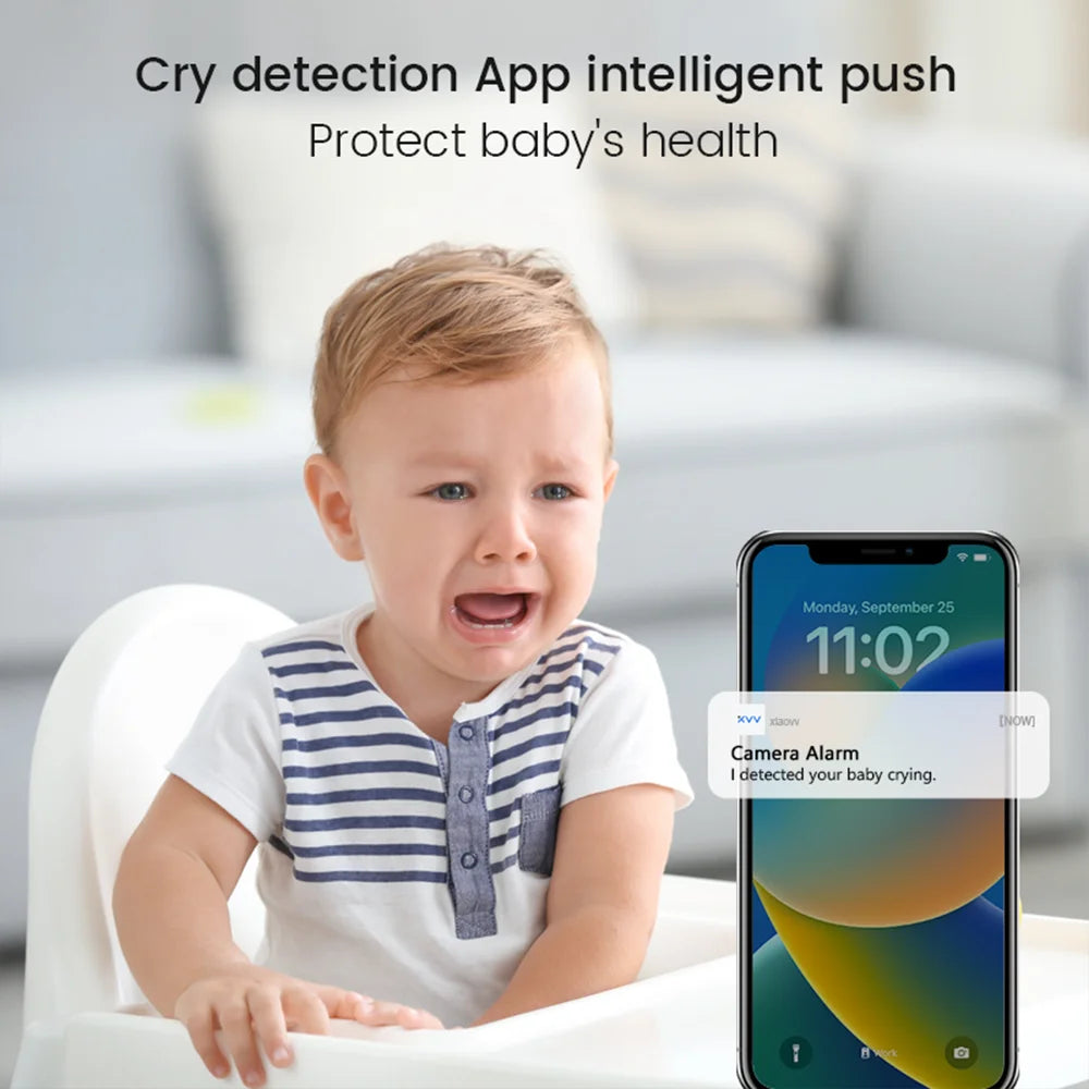 XIAOVV 3MP 2K 2.4GHz WiFi Indoor Home Security Mini IP Camera Smart CCTV Pet Camera Baby Video Monitor 24/7 Surveillance Camera