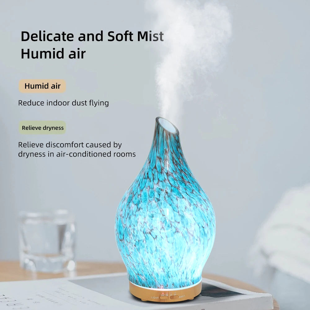 200ml Aromatherapy Diffuser with 3 Oils - 7-Color Gradient Light, Auto Timer, Ultra-Silent, Home Safe