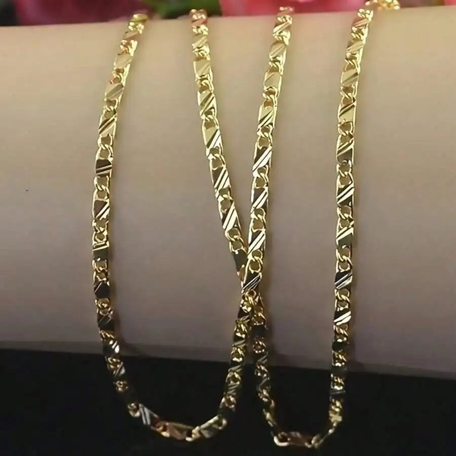 18K Gold Filled Chain Necklace for Women and Men, 16-30 Inch Adjustable Link Design