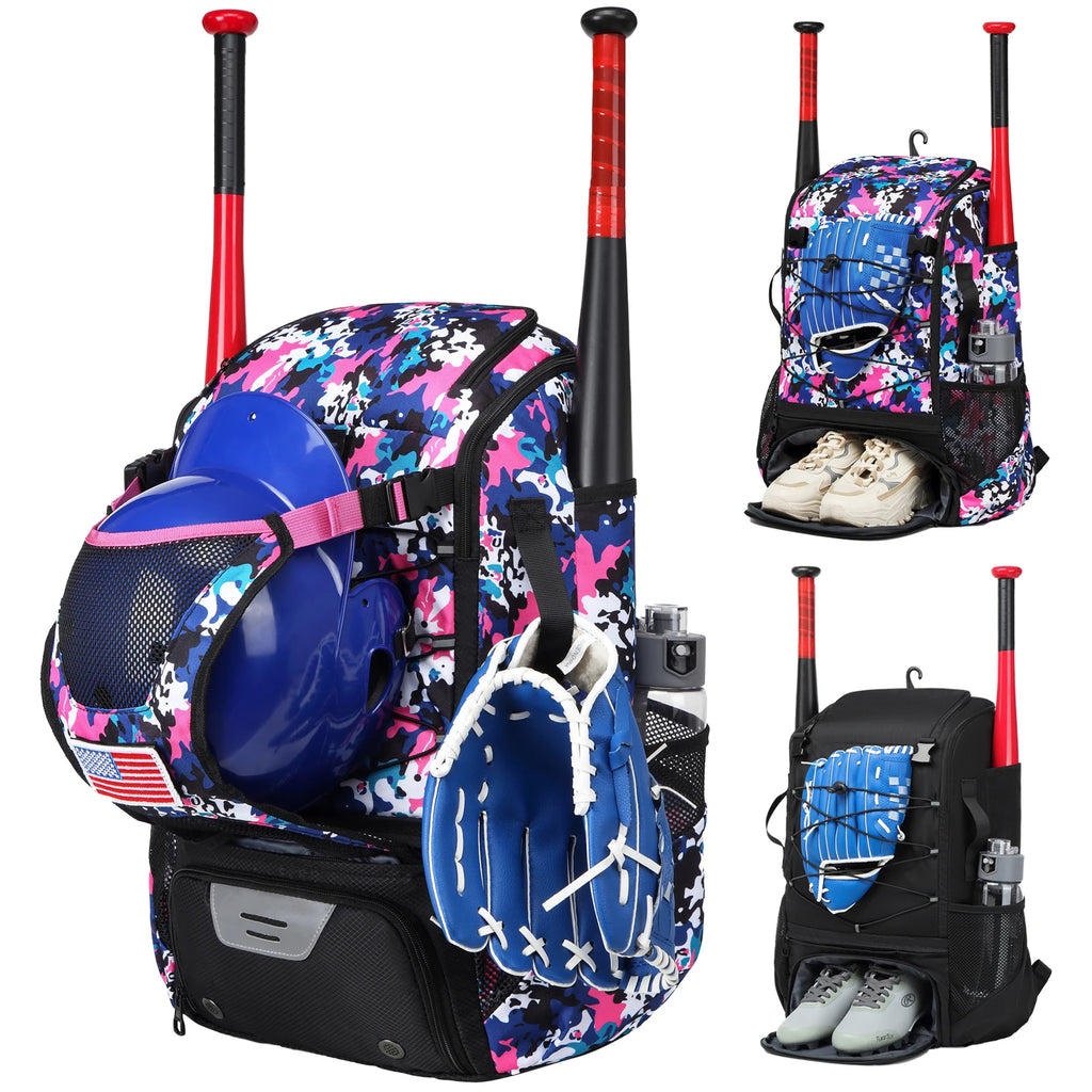 Baseball Equipment Bag Baseball Backpack with Shoe Compartment Softball Bat Bag for Youth Large Capacity Sport Baseball Backpack
