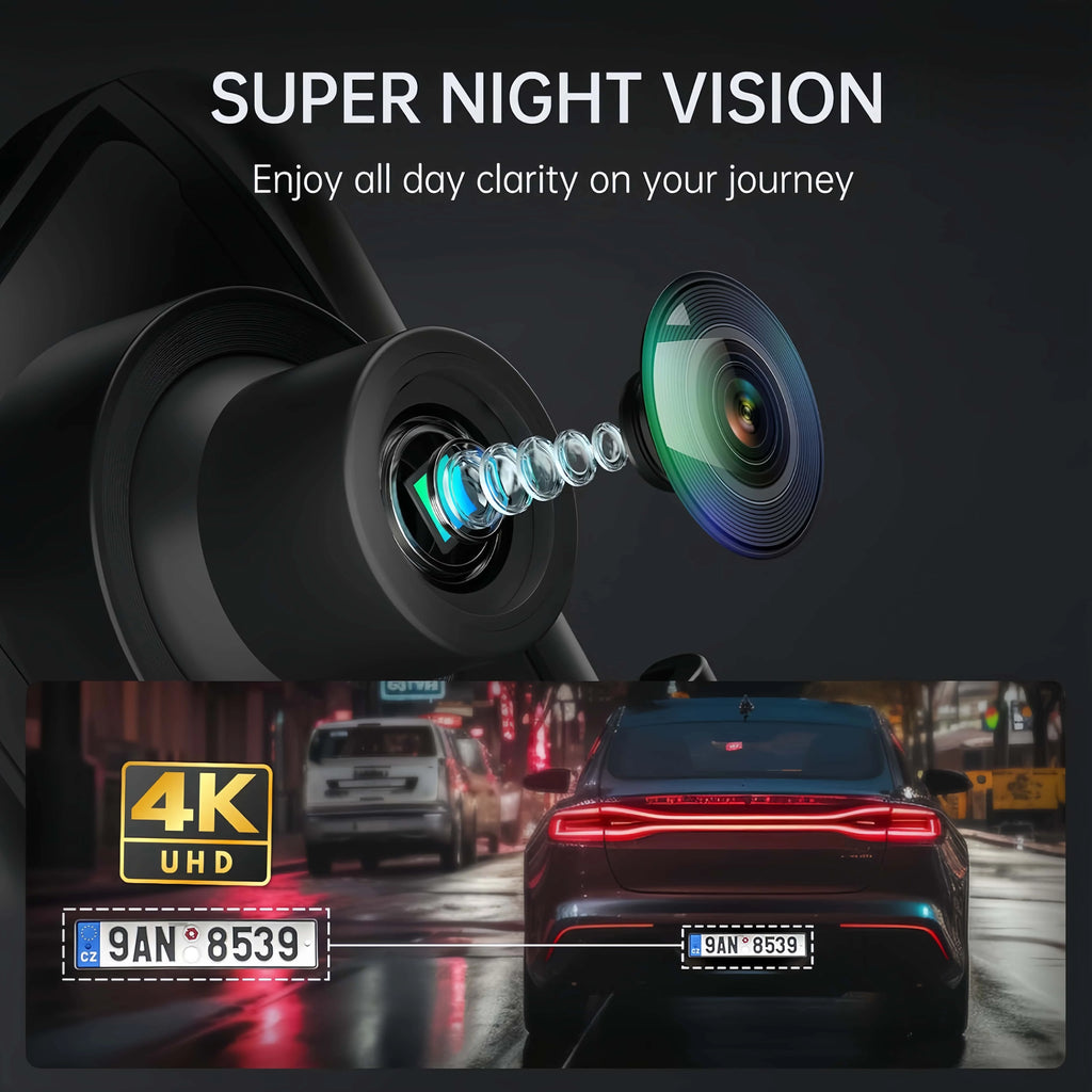 9.66" UHD 4K 2160P Car Dvr Mirror Dash Cam Dual Lens Dashcam IPS Screen Camera Drive Recorder Stream RearView Mirror 32G Card