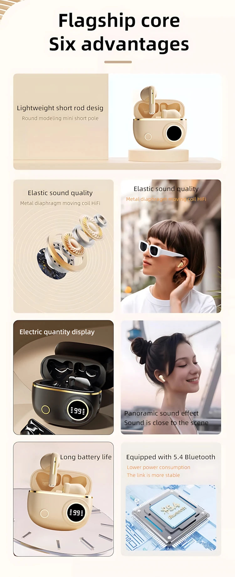 TWS Wireless Bluetooth Headset LED Dislpaly Binaural Waterproof Noise Reduction Earphone Sports Stereo Noise Canceling Headphone