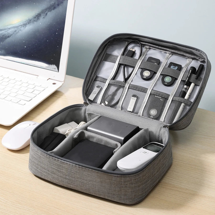 Waterproof Cable Organizer Pouch – Travel Tech Bag for Chargers, USB Cables & Adapters