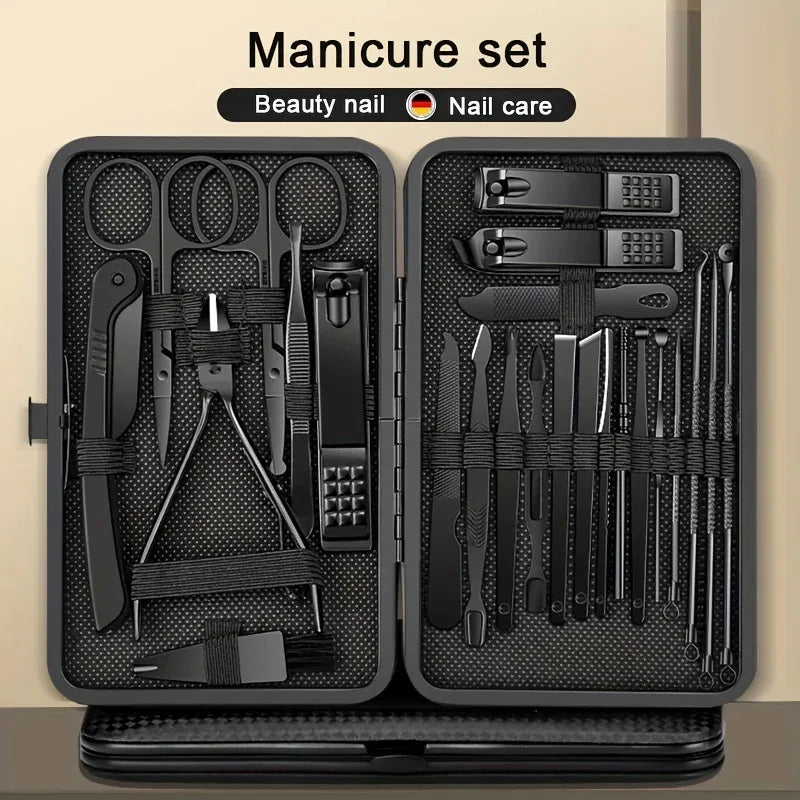 8/12/15/20/24Pcs Stainless Steel Manicure Pedicure Set Nail Clippers Ear Spoon Cutters Scissors Household Beauty Grooming Tools