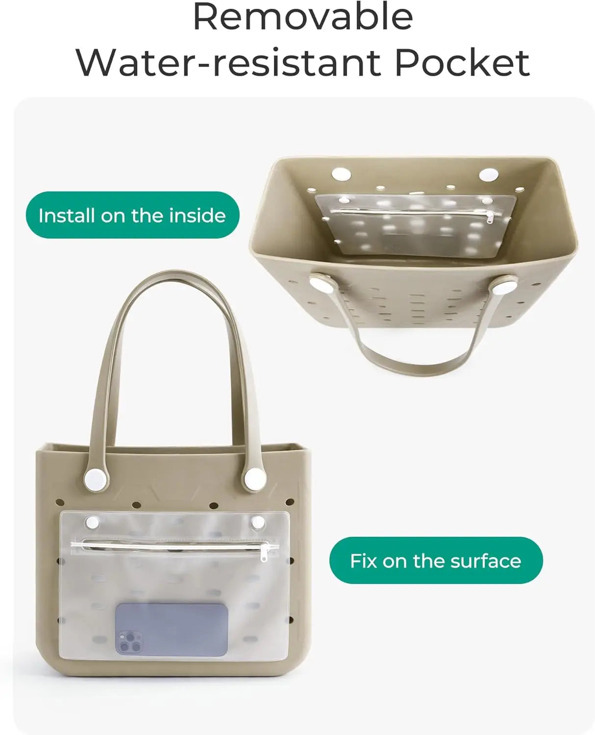 Water-resistant Rubber Tote Bag for Women, Sandproof Beach Essential for Summer Swim Pool Cruise