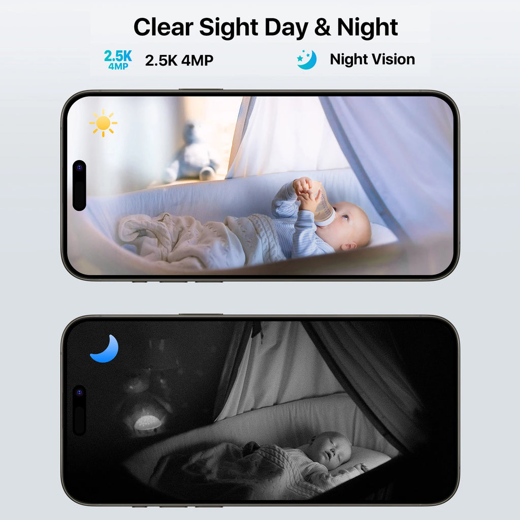 ZOSI C519M 4MP HD Indoor Baby Monitor 1.44 Inch Screen 2.4G/5G WiFi Video Call Auto Tracking Wireless IP Smart Surveillance Cam