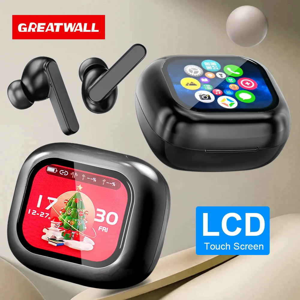Wireless Bluetooth Earphones Earbuds Smart LCD Touch Screen