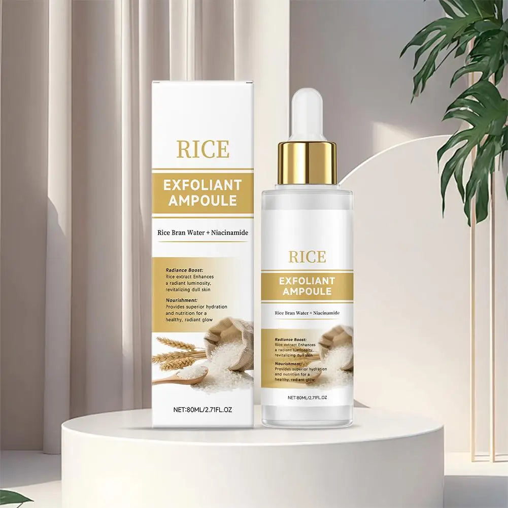 Black & White Rice Exfoliant Ampoule, White & Black Rice Exfoliating Essence Serum with Hyaluronic Acid, Deep Hydration Skincare