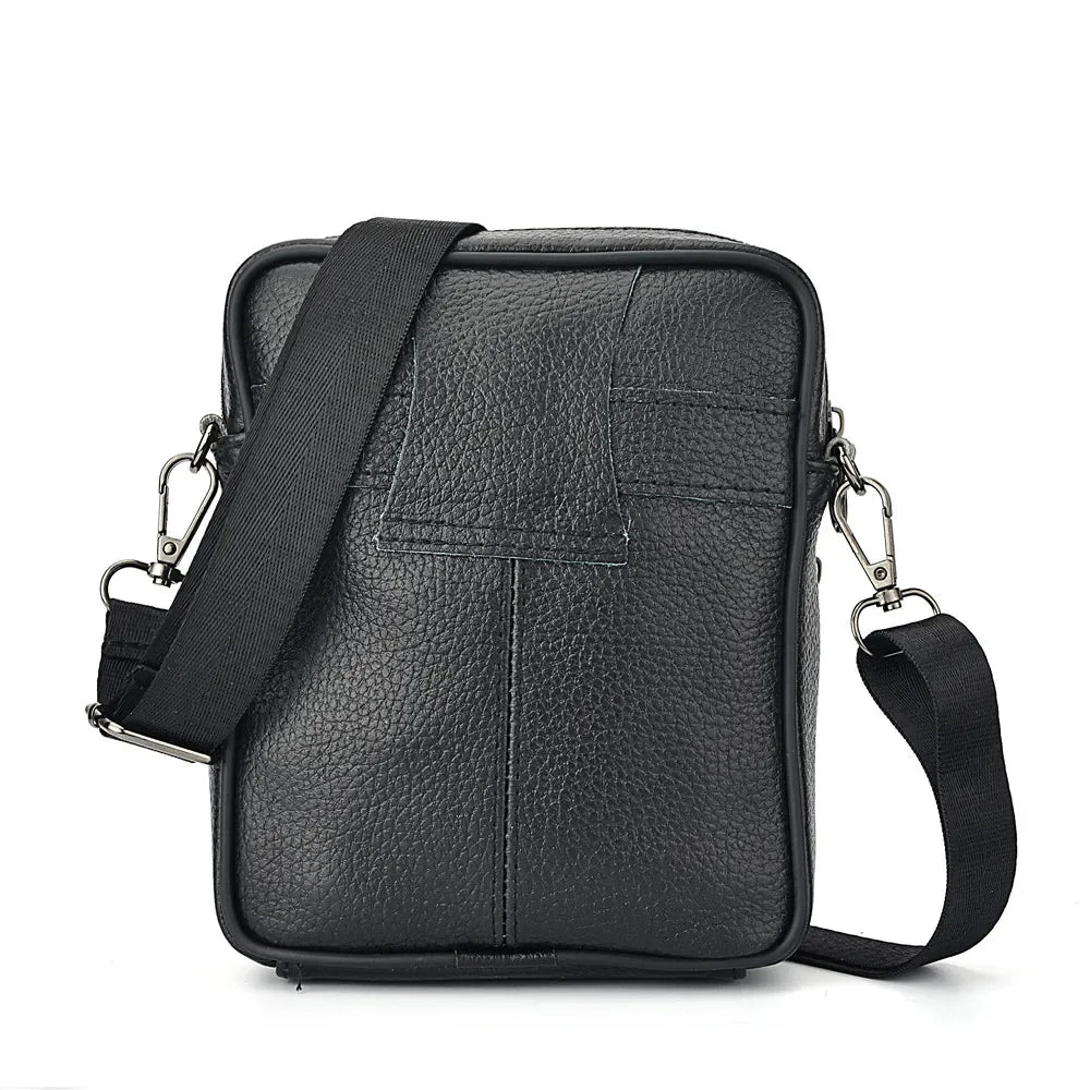 Men's Genuine Leather Crossbody Bag High Quality Zipper Pocket Retro Business Messenger Bag for Men