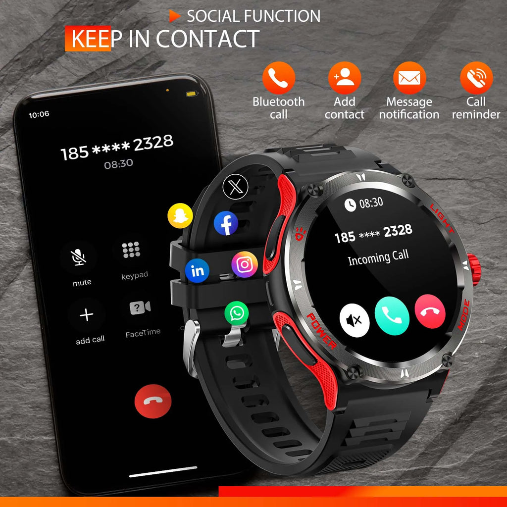 Smart Watch 3ATM Waterproof 1.53" KT76 Men Sport With Compass And LED Flashlight Heart Rate Sleep Analysis Bluetooth Call