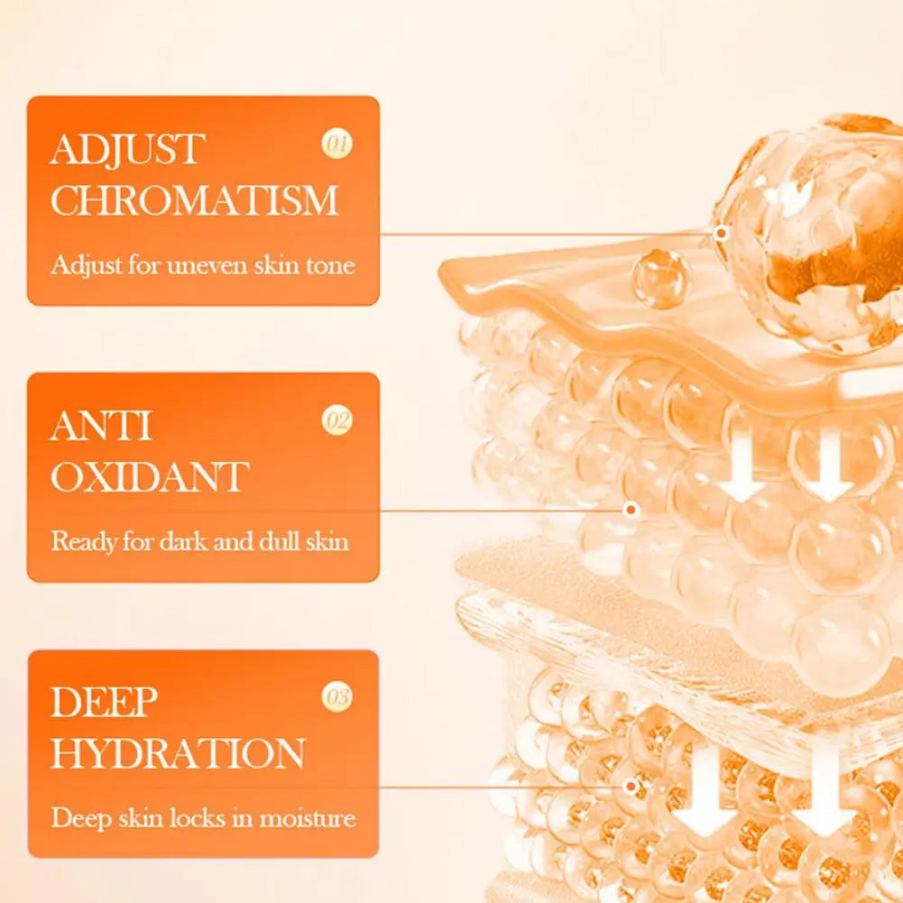 SADOER Vitamin C Brightening Essence Cream Lighten Dark Spots Shrink Pores Antioxidant Even Skin Tone Whitening Skincare