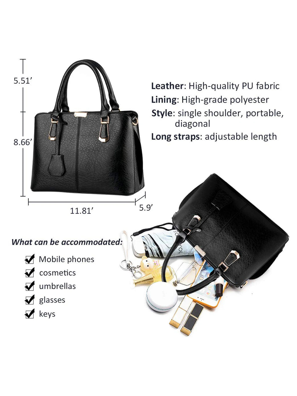 PahajimFashionWomenHandbagsPU LeatherAdjustableHandleSatchelShoulderBagsLadies Tote Bag Casual for OutdoorWorkingGifts forWomens
