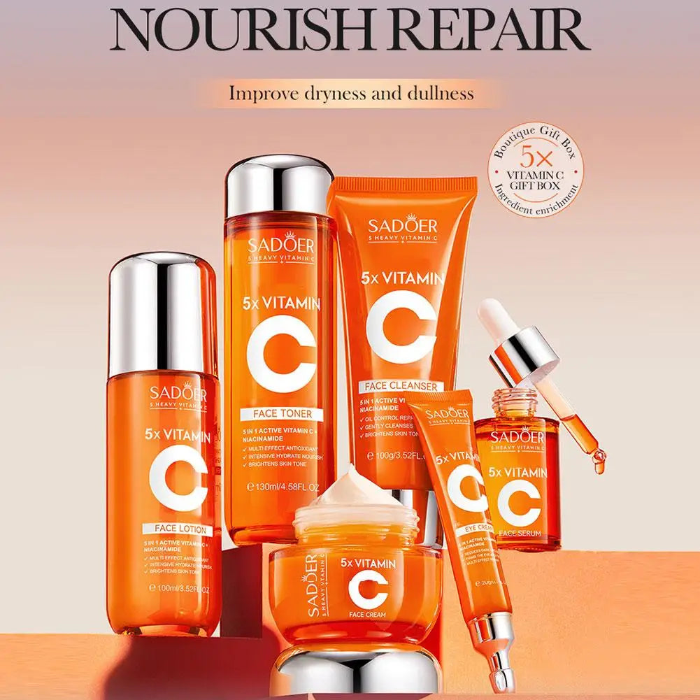 6x Vitamin C Skin Care Product Set Deep Hydration Moisturizing Nourish Fade Fine Lines Anti-aging Smooth Korean Skincare