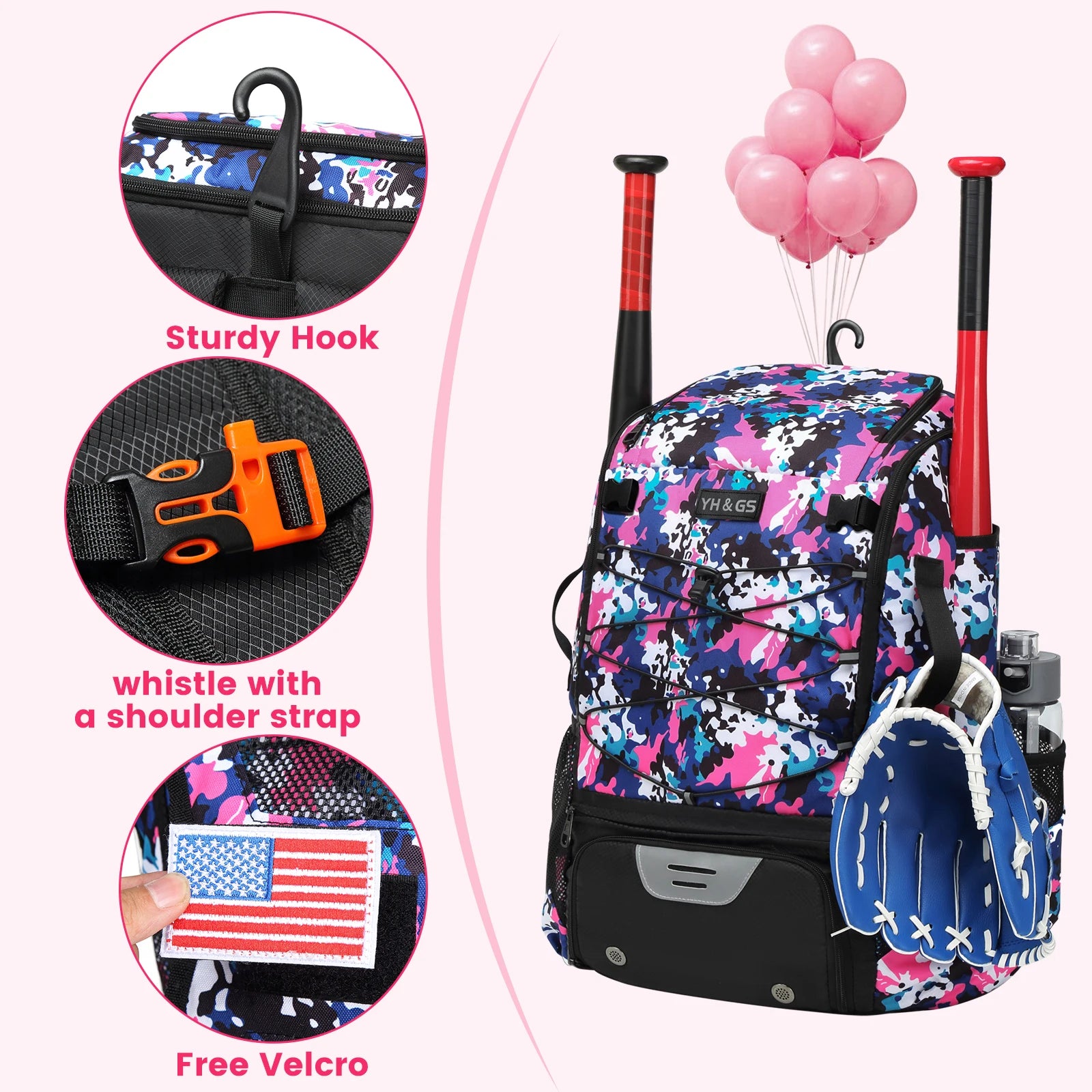 Baseball Equipment Bag Baseball Backpack with Shoe Compartment Softball Bat Bag for Youth Large Capacity Sport Baseball Backpack