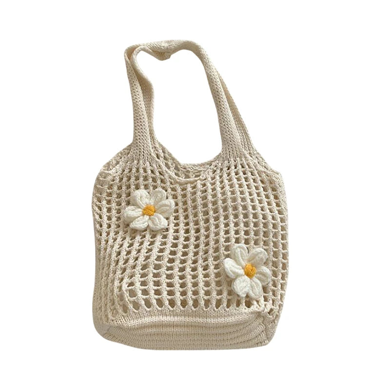 Women’s knitted single-shoulder bag, large capacity, summer beach bag,lightweight casual handbag,fashionable single-shoulder bag