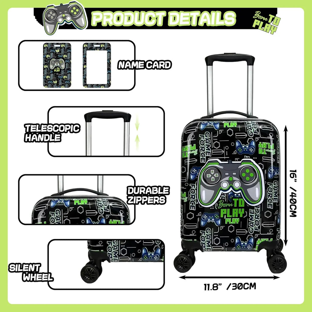 5-Piece Kids Luggage Set with Spinner Wheels, Airline-Approved Carry-On for Boys and Girls