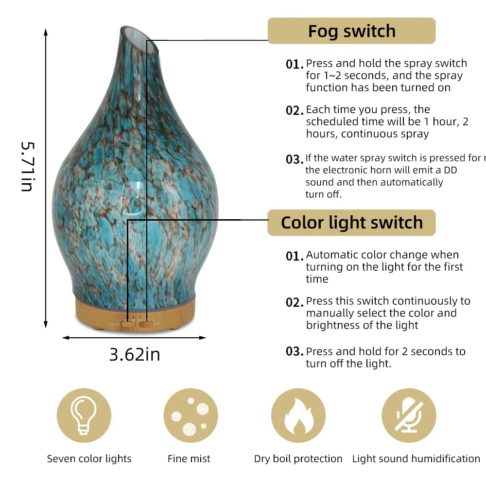 200ml Aromatherapy Diffuser with 3 Oils - 7-Color Gradient Light, Auto Timer, Ultra-Silent, Home Safe