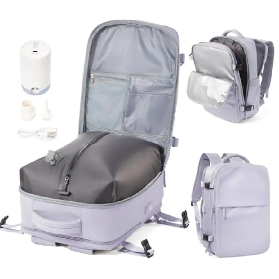Vacuum Travel Backpack with Electric Pump for Women Men Vacpack Seal Compression Bags Waterproof Travel Backpack Carry on Fligh