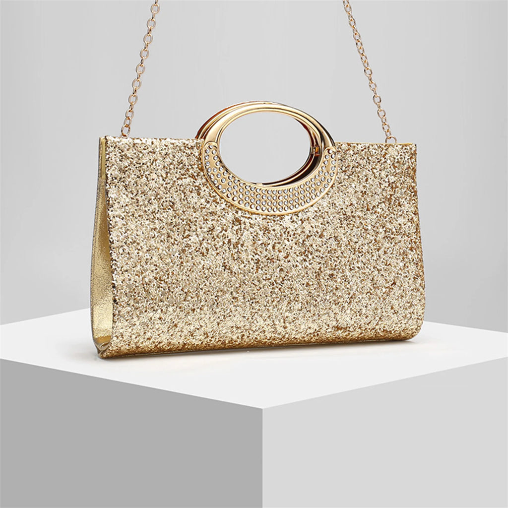 Elegant Rhinestone Embellished Clutch Purse with Detachable Chain Strap for Women s Evening Party Outfits