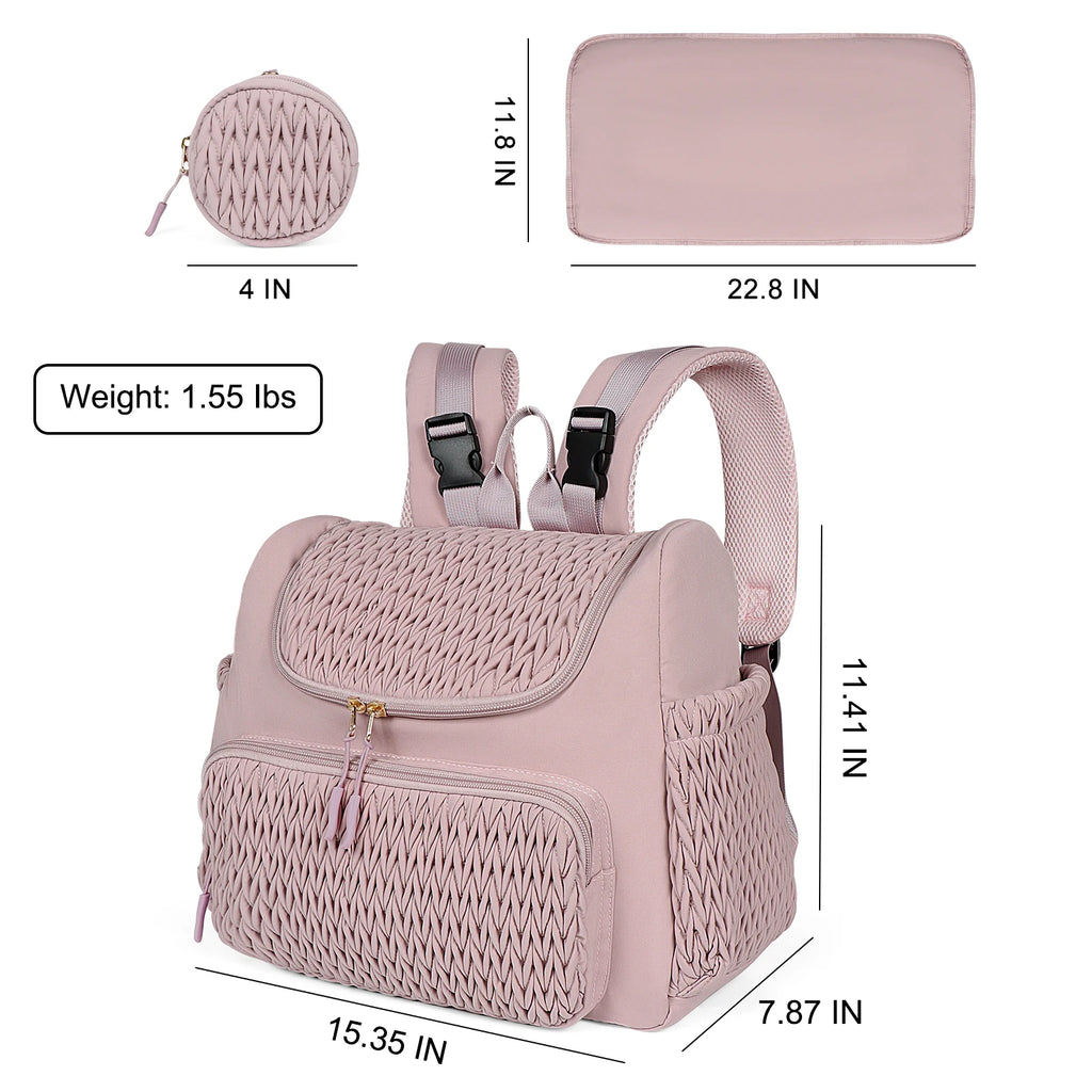 Pink Insulated Youngsters Diaper Backpack with Tassel Detail - Insulated Diaper Backpack - Lightweight, Large Capacity, 3-4 Hour