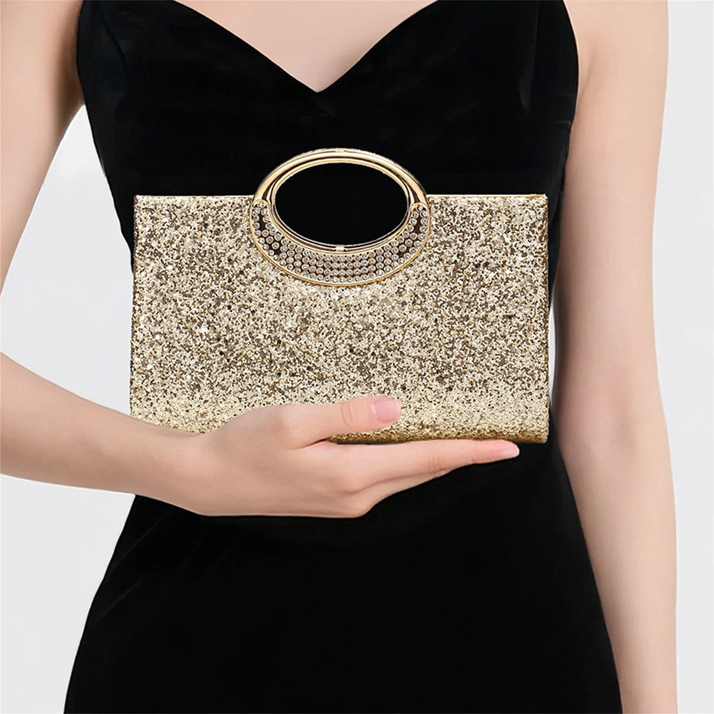 Elegant Rhinestone Embellished Clutch Purse with Detachable Chain Strap for Women s Evening Party Outfits