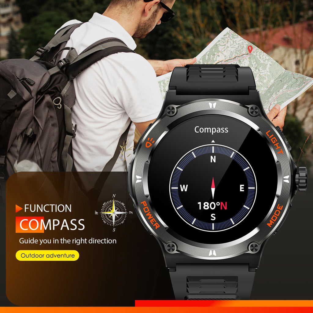 Smart Watch 3ATM Waterproof 1.53" KT76 Men Sport With Compass And LED Flashlight Heart Rate Sleep Analysis Bluetooth Call
