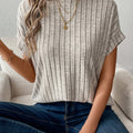 Women's Casual Summer Drop Shoulder Striped Round Neck T-Shirt