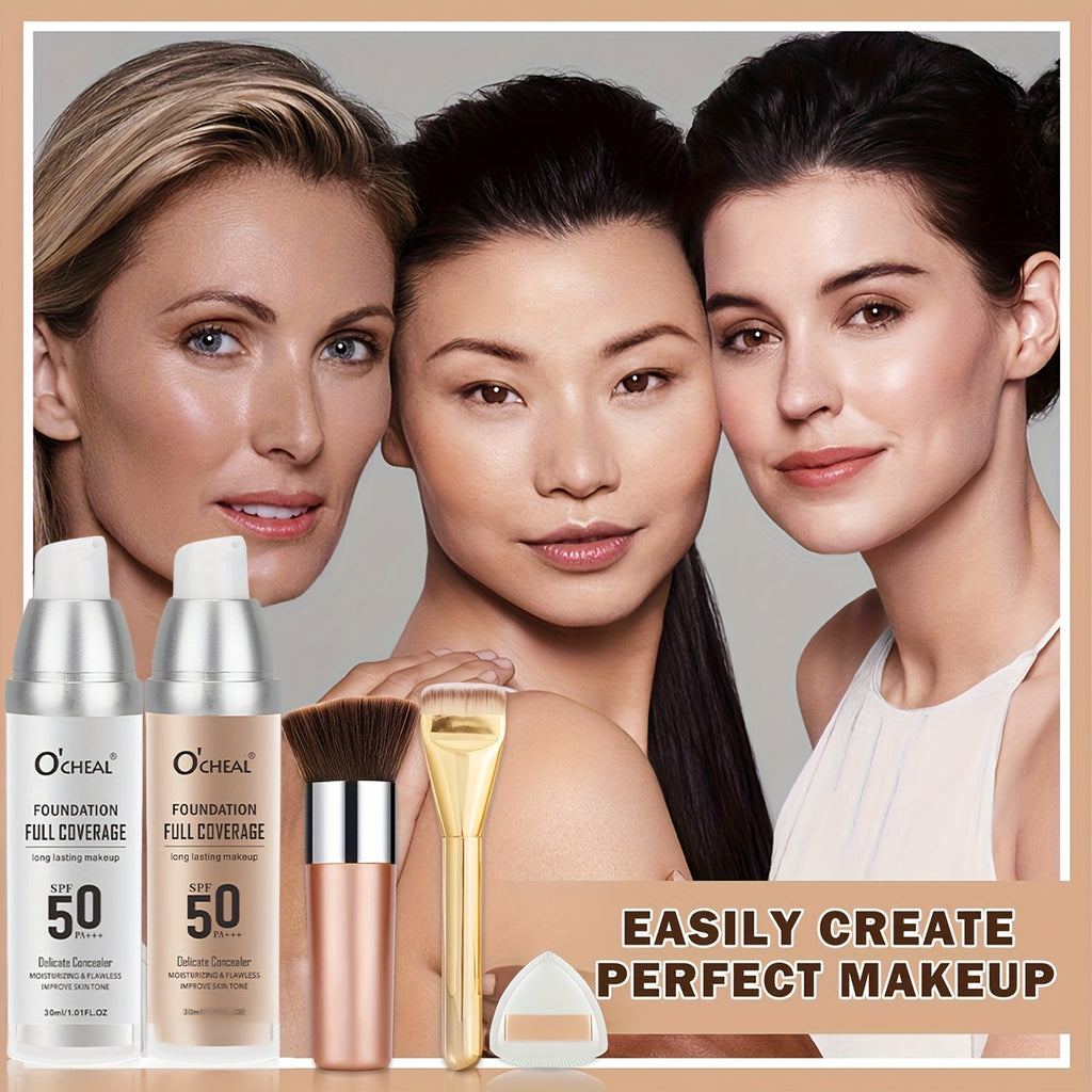 Perfect Air Foundation, Women Makeup-Flawless High Coverage CC Cream With 24H Wear&Lightweight Moisturizing Formula, Natural Nude Finish For Mature Skin&Older Women, Buildable Coverage For Smooth Radiant Skin, Christmas Gift